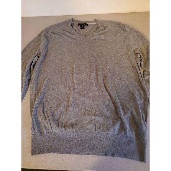 Banana Republic Silk‎ Linen Sweater Mens Sz L Gray Pullover Long Sleeve - Picture 1 of 5